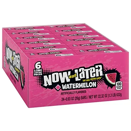 Now and Later Candy Watermelon Flavor -Pack Of 24