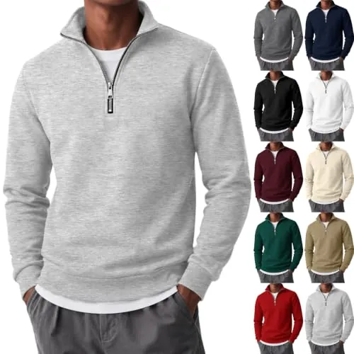 Mens Fleece Quarter Zip Pullover Sweatshirts