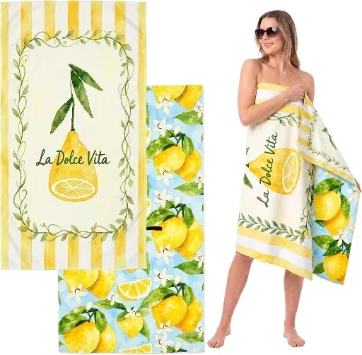BEAQLIO Microfiber Beach Towel Oversized, 71 x 36''