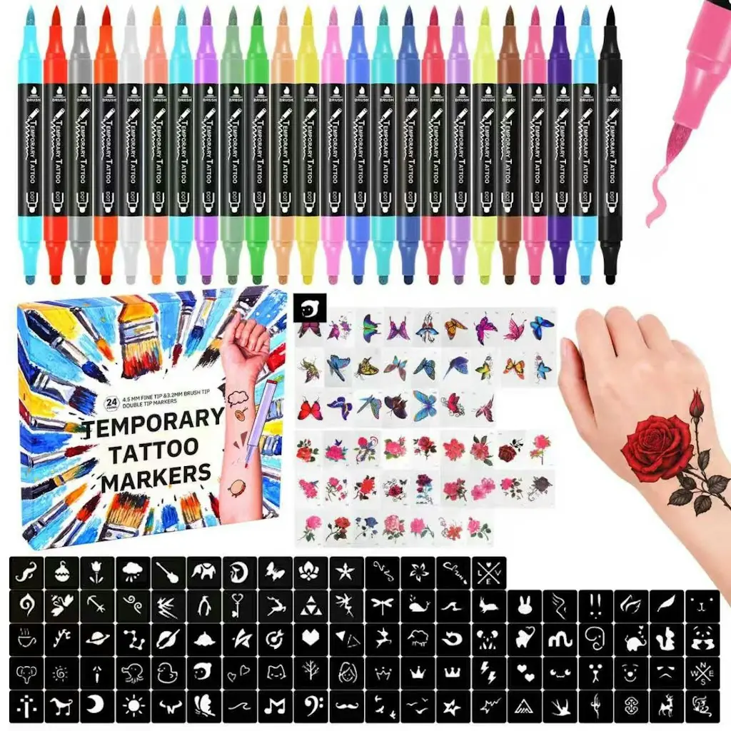 Temporary Tattoo Body Art Markers 24-Pack