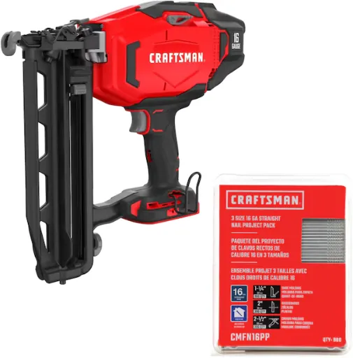 CRAFTSMAN V20 16-Gauge Cordless Finish Nailer & 2-in Straight Coated Collated Finish Nails (900-Per Box)