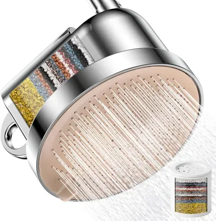 6" MakeFit NSF Certified 5-Setting High Pressure Filtered Shower Head for Hard Water