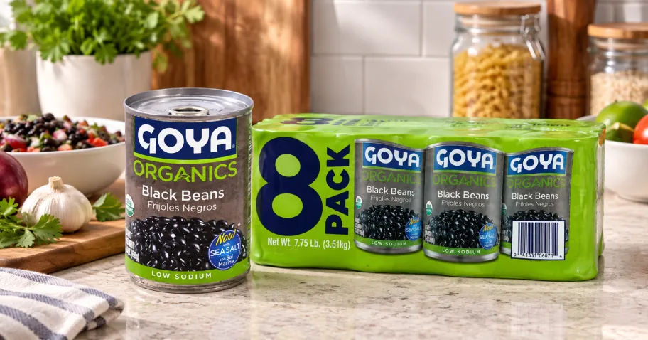 Goya Organic Black Beans w/ Sea Salt 15.5-Oz 8-Pack
