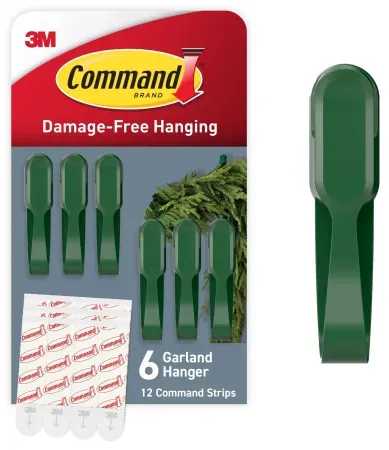 6-Pack Command Garland Holders Hooks w/ 12 Strips
