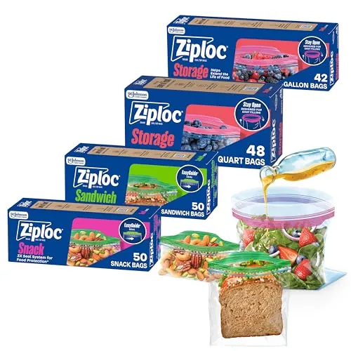 Ziploc Gallon, Quart, Sandwich & Snack Bags 190-Count