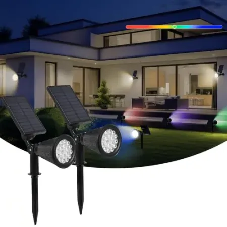 2-Pack DEXULESA 2-in-1 Solar Spot Light