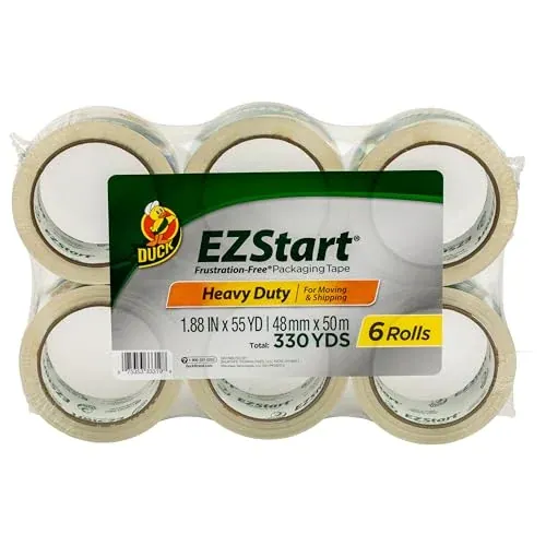 Duck EZ Start Clear Packing Tape Refills 6 Rolls (1.88INx55YD, 330YDS)