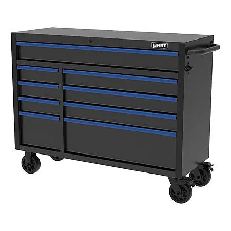 HART 52" 9-Drawer Heavy-Duty Rolling Tool Cabinet w/ Lock
