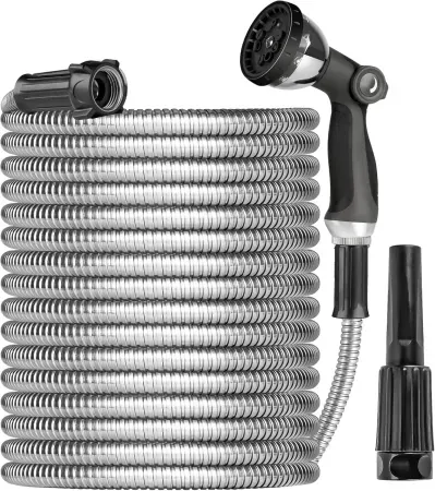 100' Ainpota Metal Garden Hose Water Hose w/ Sprayer & Nozzle