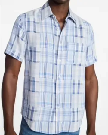 George Men's Patchwork Shirt with Short Sleeves