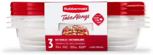 Rubbermaid TakeAlongs 4.0-Cup Rectangle Food Storage Containers 3-Pack