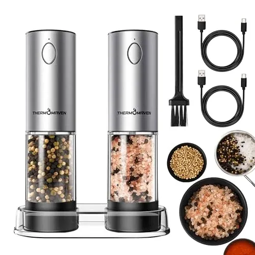 ThermoMaven Rechargeable Salt & Pepper Grinder Set 110ml