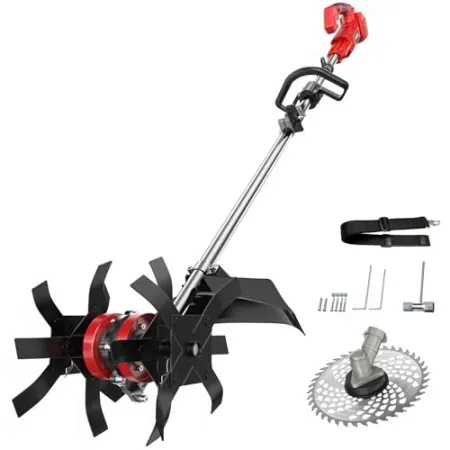 Ecarke 2-in-1 Cordless Tiller Cultivator & Weed Wacker w/ Brushless Motor (Bare Tool)