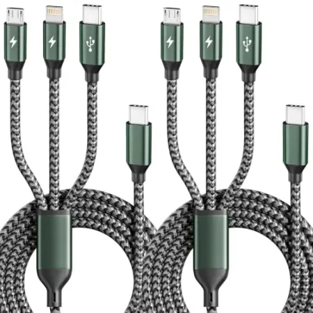 2-Pack Firsting 4' 3-in-1 USB-C to Multi Charging Cables