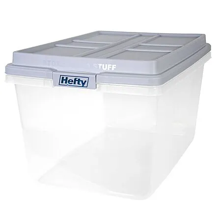 Hefty Storage Bin w/ Lid: 18-Qt $5.45, 40-Qt $7.60, 72-Qt