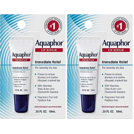 2-Pk 0.35-Oz Aquaphor Lip Repair Ointment Tubes