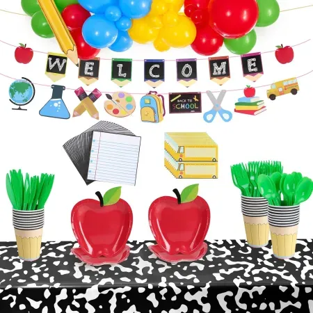 Lettry 204-Piece Back-to-School Party Supplies for 24 Guests