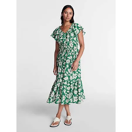 Time and Tru Women's Tiered Midi Dress w/ Flutter Sleeves (Various Styles)