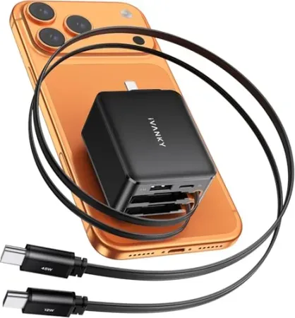 iVANKY 45W Retractable GaN 4-in-1 USB-C Wall Charger w/ Dual Cables