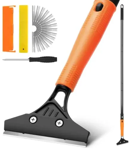 Heavy Duty Floor Scraper with Long Handle 4 Inch Razor Blade
