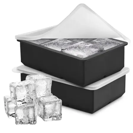 2-Count Temprium 2" 6-Cube Silicone Whiskey Ice Trays w/ Lids