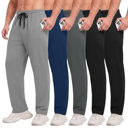 5-Pack BOOJO Men's Mesh Open Bottom Athletic Sweatpants w/ Pockets