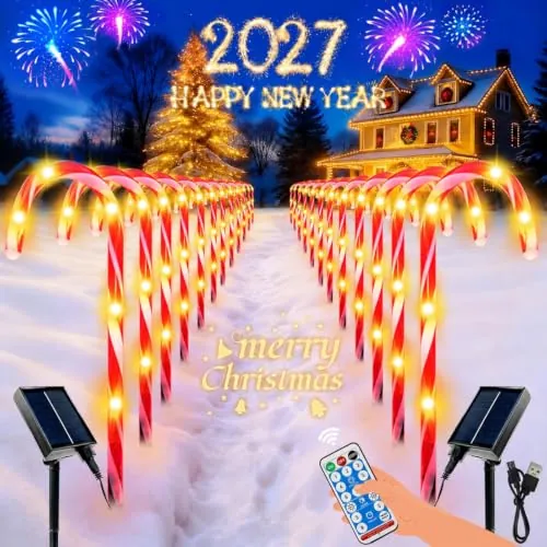 Solar Candy Cane Lights, 24-Pack