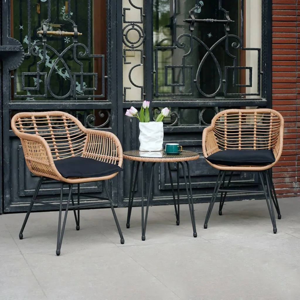 Bay Isle Home Virgie 3-Piece Wicker/Rattan Seating Group w/ Cushions
