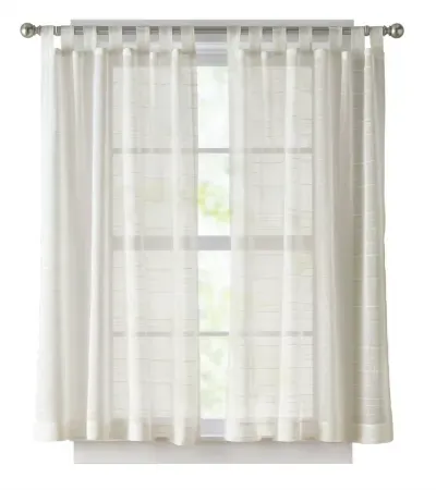 Mainstays 50"W x 63"L Woven Stripe Sheer Tab Top Curtain (Single)