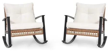 2-Pack LAUSAINT HOME Oversized Outdoor Wicker Rocking Chair