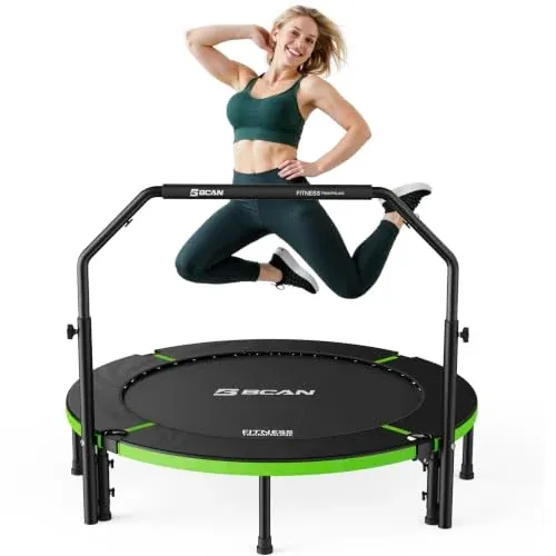 BCAN SP3 40/48" Exercise Rebounder Trampoline for Adults with Handlebar