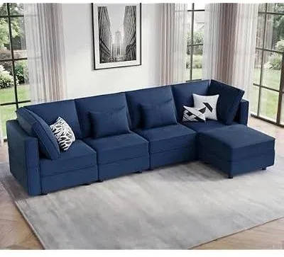 Vesgantti 118" 6 Seats U Shaped Modular Sectional Couch with Storage