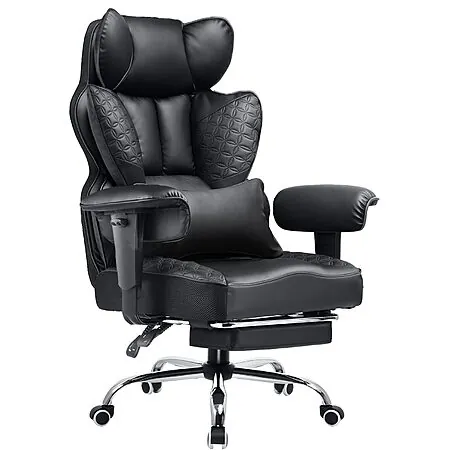 COMHOMA Big & Tall Ergonomic Gaming Chair w/ Footrest (Black)