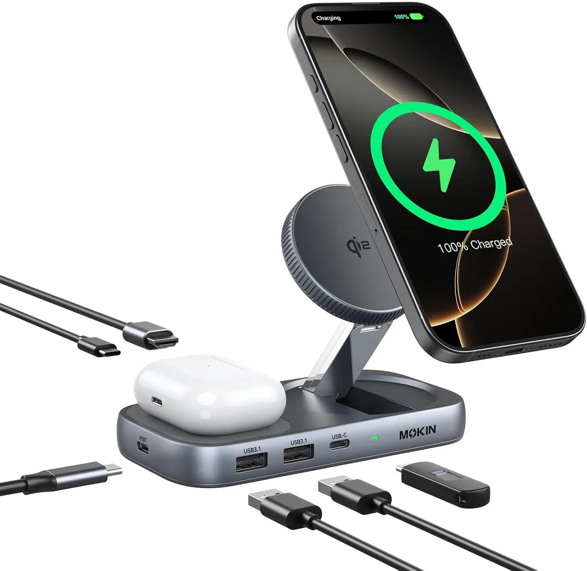 Mokin iPhone and Airpods Charging USB-C Laptop Dock