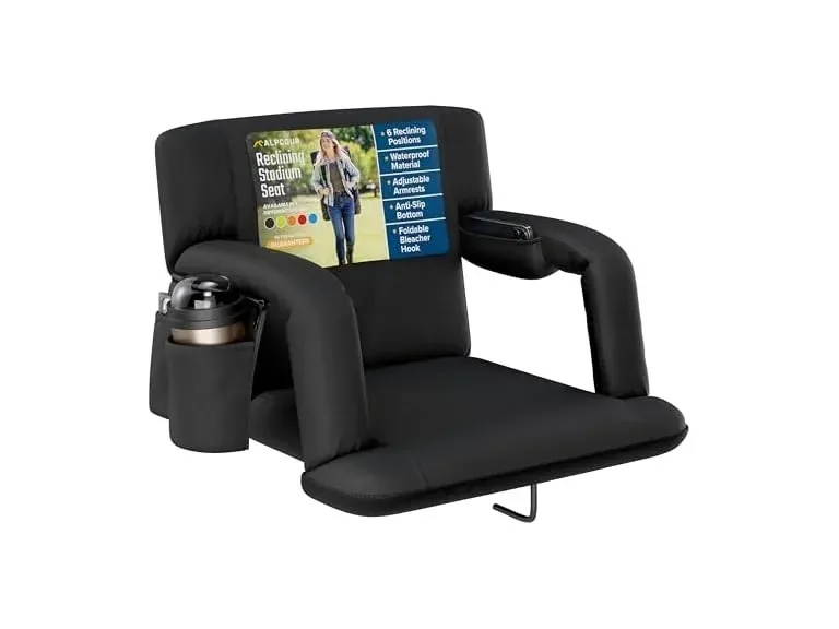 Alpcour 21" Reclining Stadium Seat w/ Armrests & Side Pockets