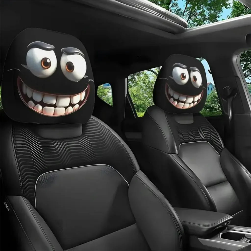 Big Eye Cartoon Car Headrest Cover 2-Pack