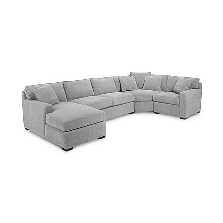 4-Pc Macy's Radley Fabric Chaise Sectional Sofa w/ Wedge Piece (various colors)