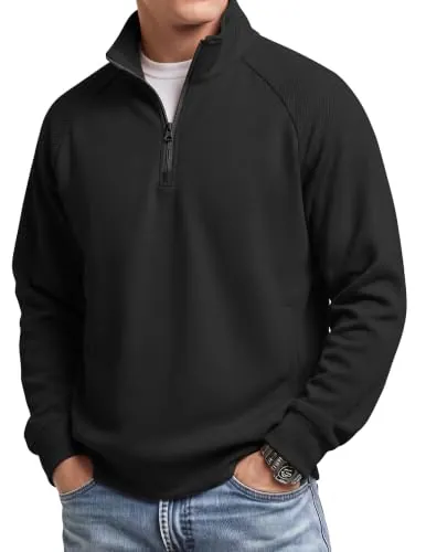 COOFANDY Mens Quarter Zip Pullover