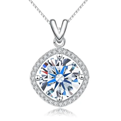 5CT Moissanite Pendant Necklace 18K Gold Plated