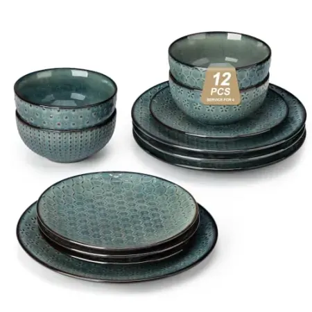 12-Piece MALACASA Lydia Series Dinnerware Set