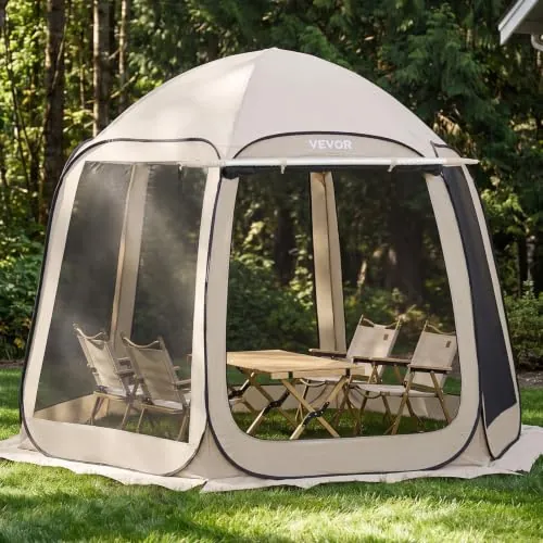 10' x 9.2' Vevor 4-8 Person Pop Up Screen House Tent w/ Awning, Carry Bag