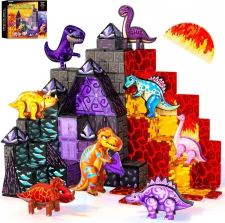100-Piece GobiDex Dinosaur Magnetic Tiles Set