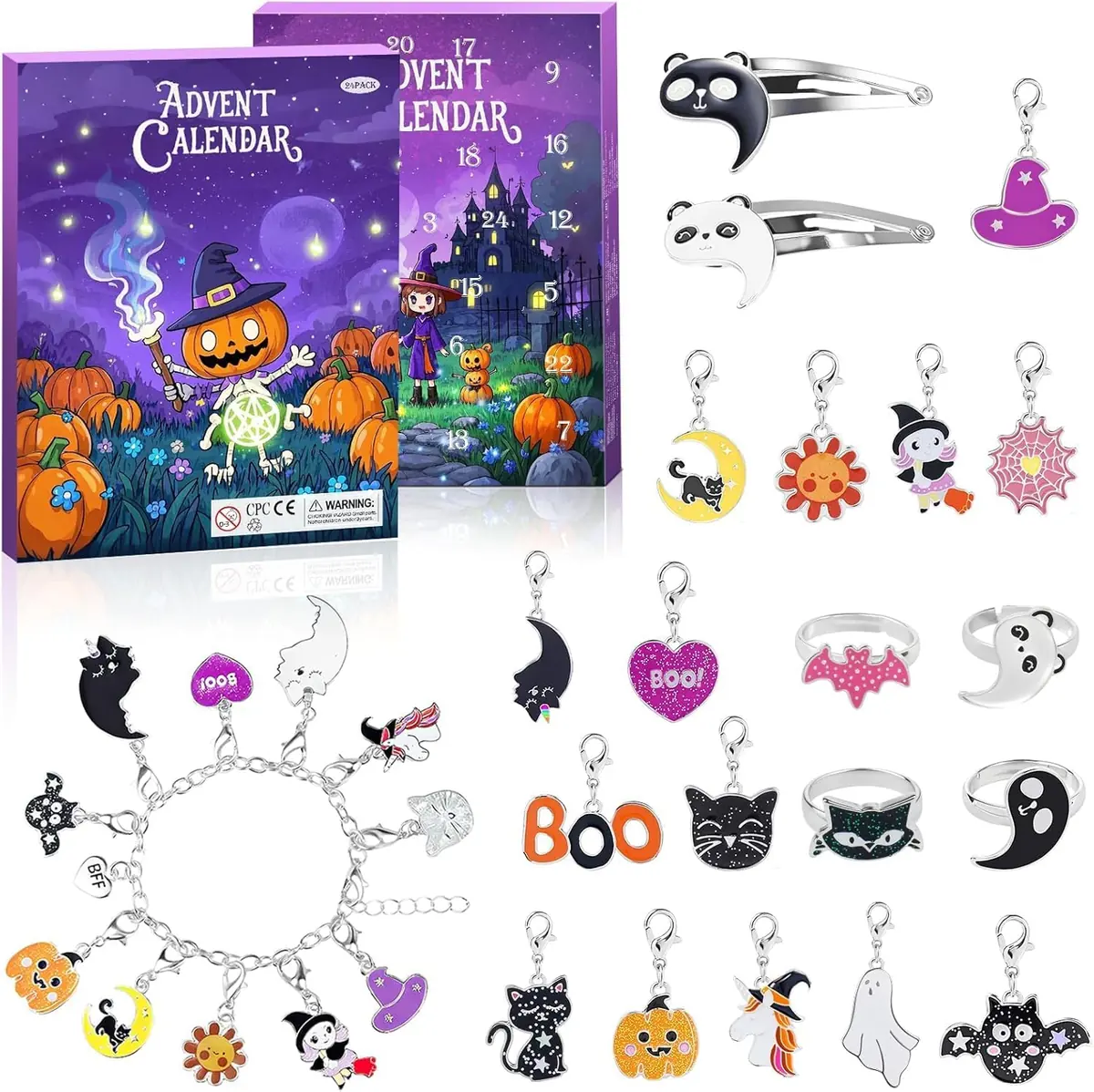 SWIND Spooky Castle 24 Charms Countdown Calendar w/ Bracelet