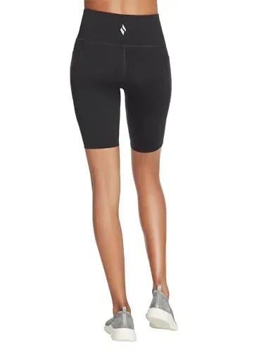 Skechers Women's Go Walk High Waisted 10" Bike Shorts (Black, Size Small)