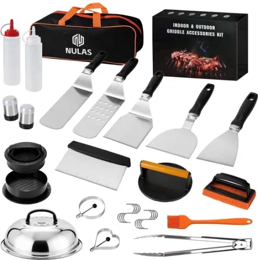 NULAS 27-Piece Griddle Accessories Kit with Spatula & Burger Press