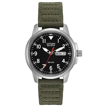 37mm Citizen Men's Eco-Drive Garrison Field Watch w/ Olive Nylon Strap