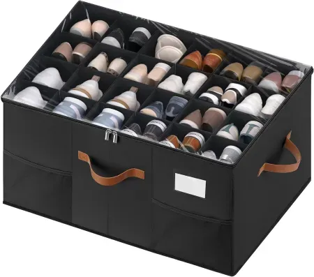 MSTONAL Adjustable Dividers Shoe Storage Box w/ Lid