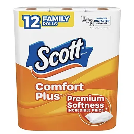 12-pk Scott Comfort Plus Family Rolls or 6-ct Mega Family Rolls (Soft Lavender)