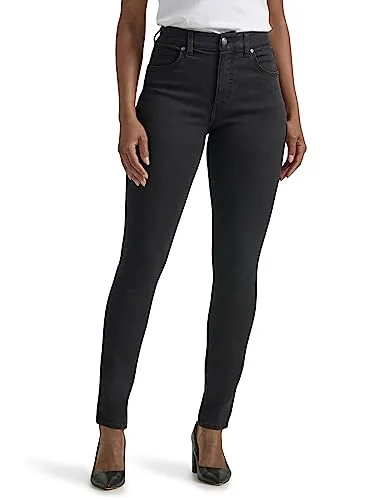 Lee Women's Ultra Lux Comfort Flex Motion High Rise Skinny Jean (Black)