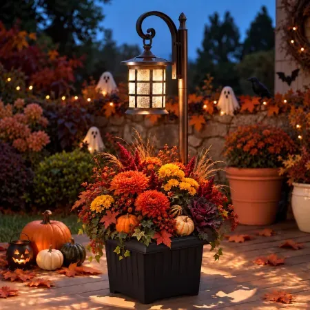 GAAZIE Solar Lamp Post Light with Planter Waterproof Outdoor Flower Pot